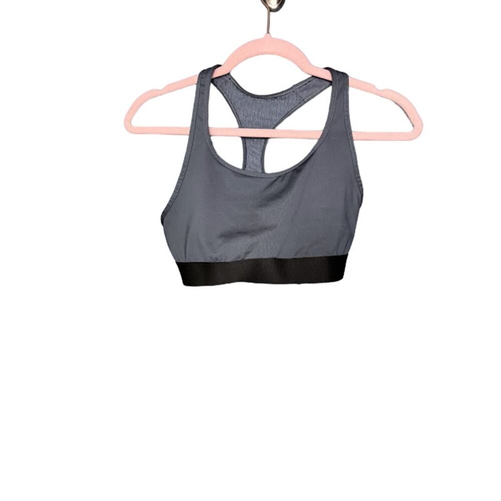 Victoria Sports The Player Racerback Sport Bra Size Medium Gray Lace Low Impact